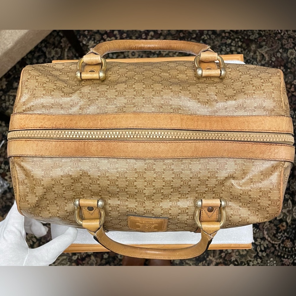Celine Authentic Vintage Brown and Tan Macadam Boston Bag - Picture 7 of 17